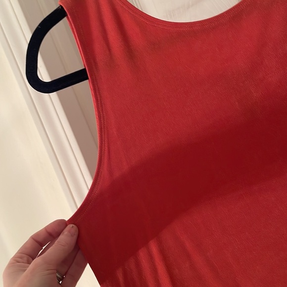 Travelers by Chicos sheer dark/burnt orange sheath and solid orange tank EUC - Picture 6 of 8